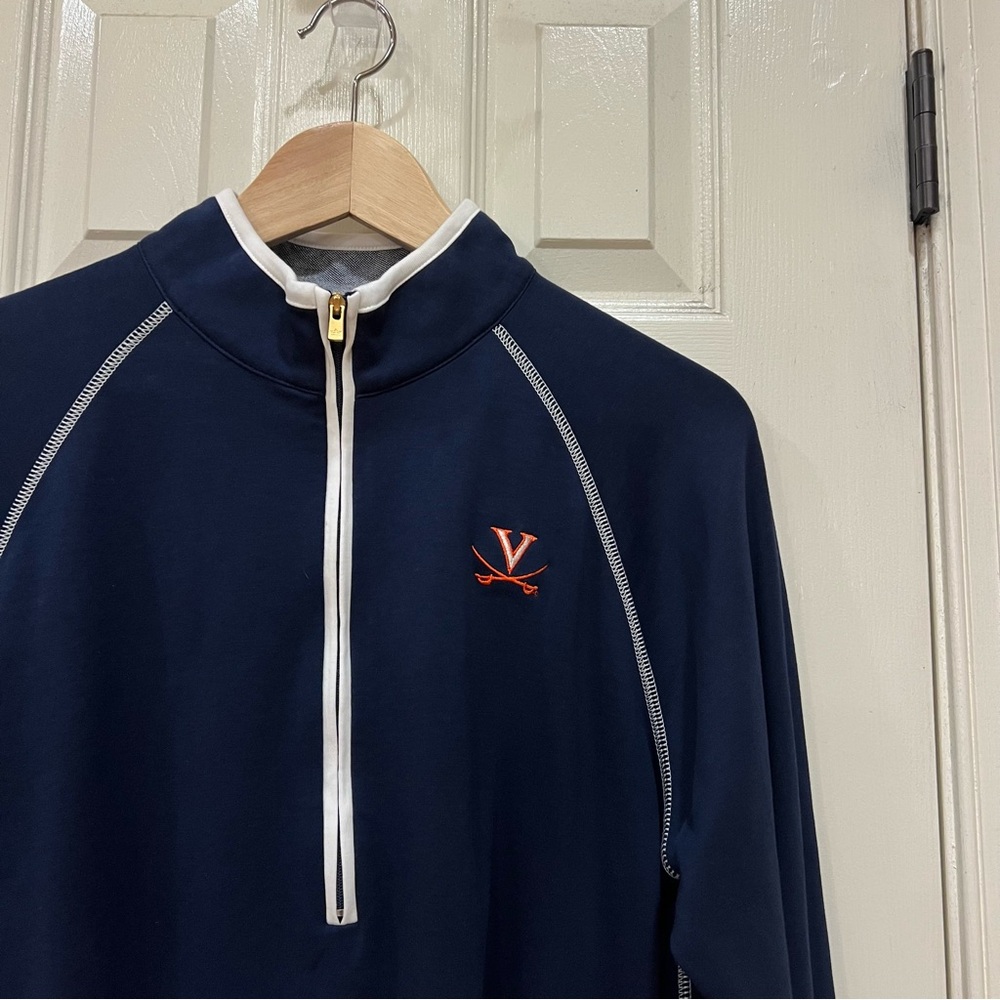 Peter Millar UVA University of Virginia Quarter Zip 1/4 Zip Navy Women’s XL